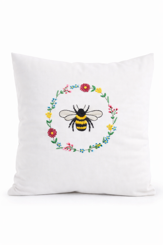 Kissenbezug - bestickt -Biene-Geschenk-WOHNACCESSOIRES
