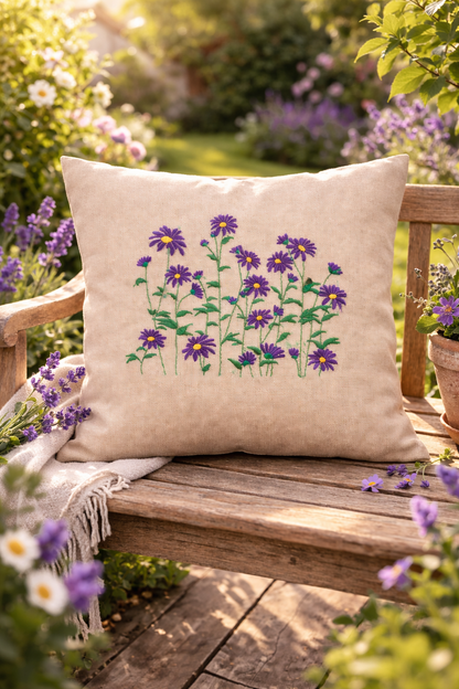 Kissenbezug - bestickt -Blumen - WOHNACCESSOIRES