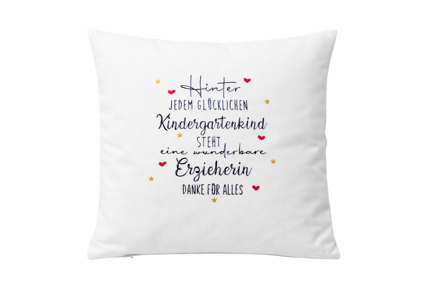 Kissenbezug Zierkissen 40x40 bestickt Baumwolle - Deko für Wohnzimmer Geschenk zum Kindergarten-Abschluss