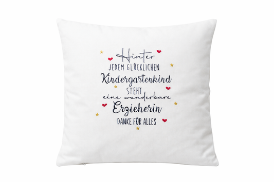 Kissenbezug Zierkissen 40x40 bestickt Baumwolle - Deko für Wohnzimmer Geschenk zum Kindergarten-Abschluss