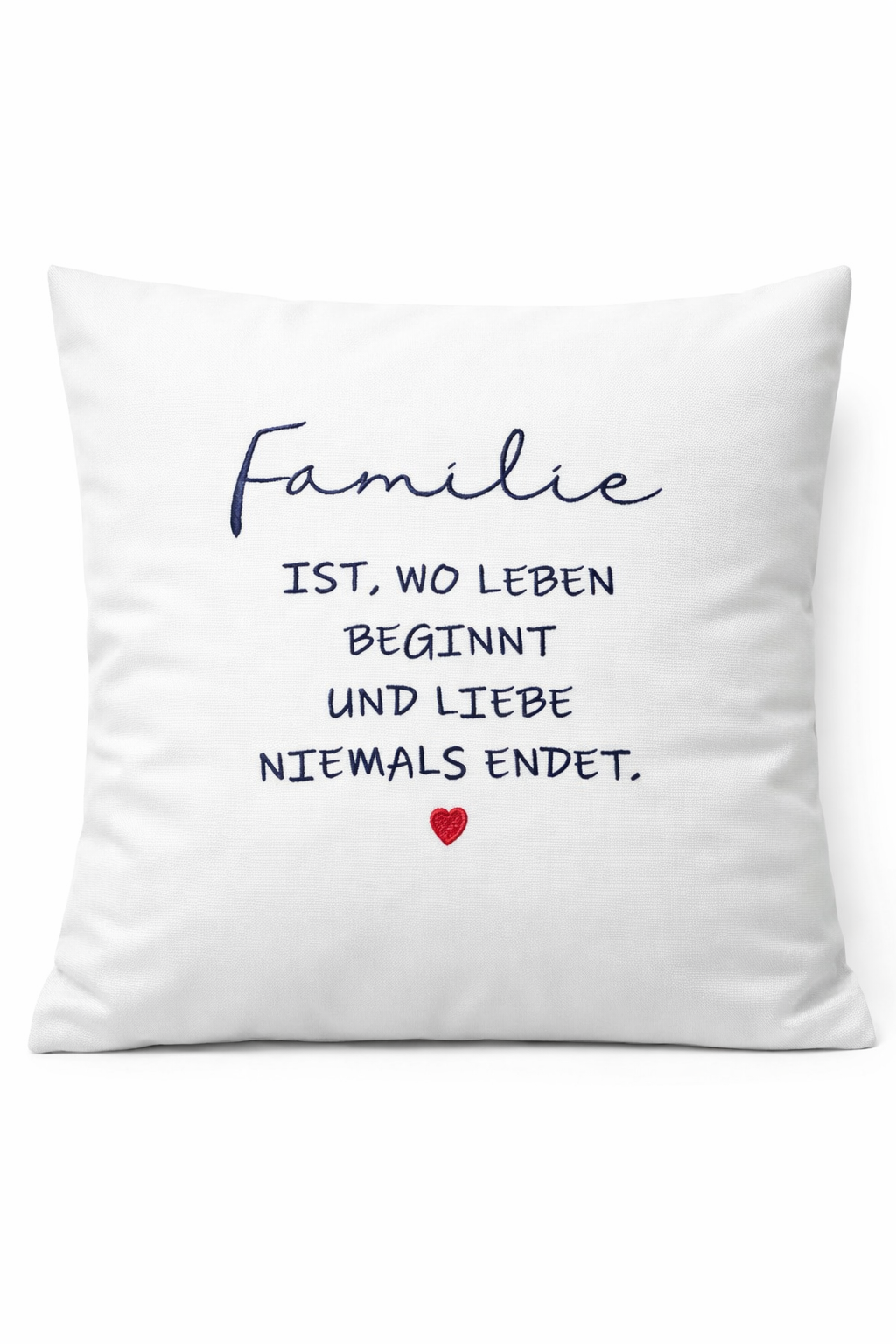 Kissenbezug Zierkissen 40x40 bestickt Baumwolle - Deko für Wohnzimmer Geschenk für Familie ist