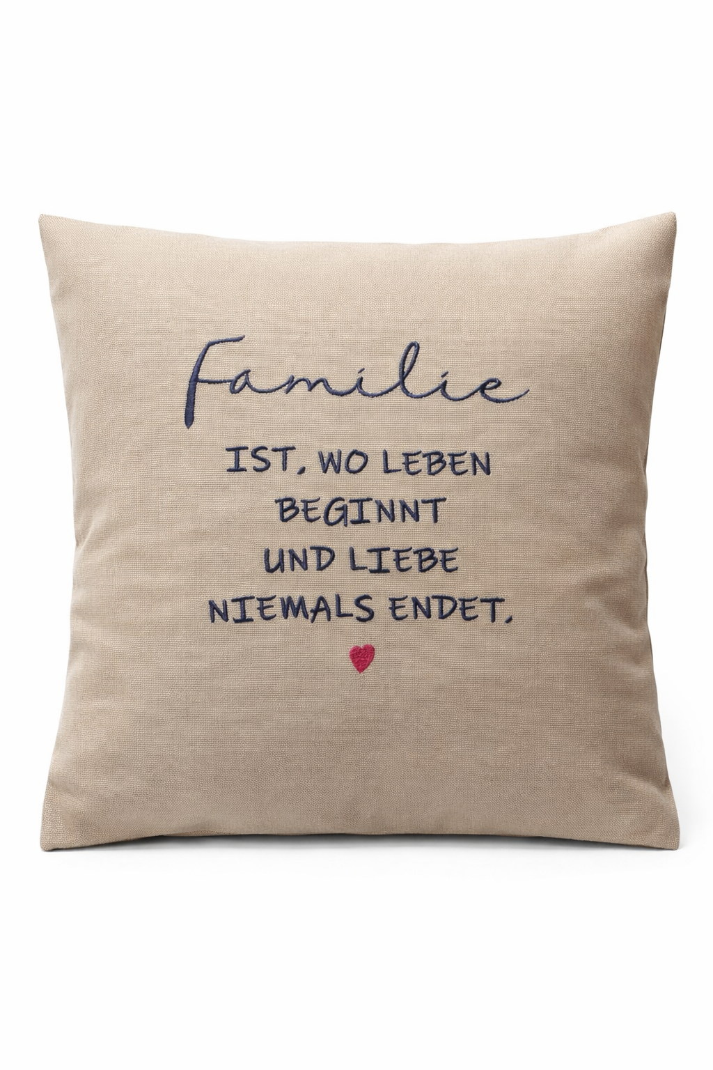 Kissenbezug Zierkissen 40x40 bestickt Baumwolle - Deko für Wohnzimmer Geschenk für Familie ist