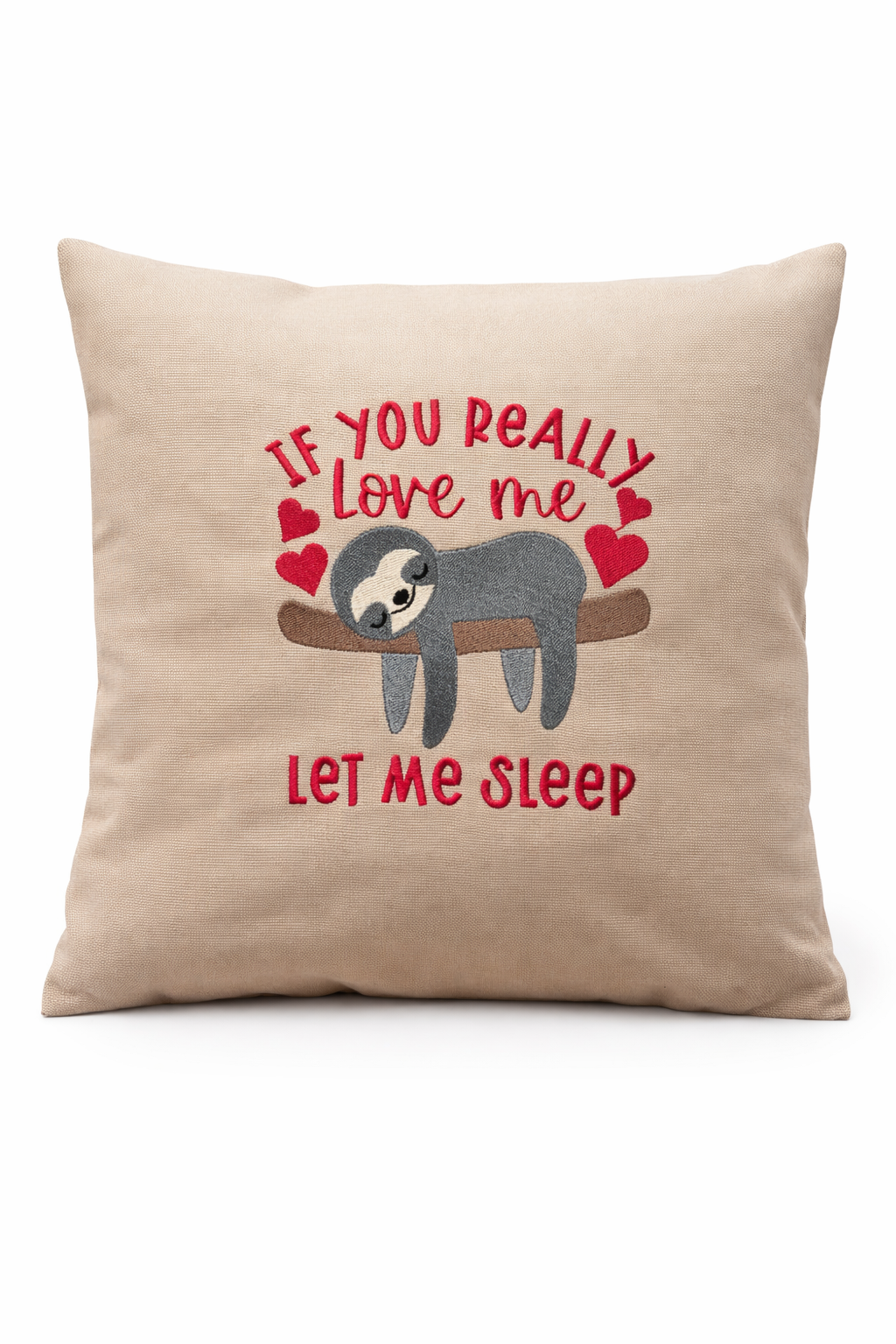 Kissenbezug Zierkissen 40x40 bestickt Baumwolle - Deko für Wohnzimmer Geschenk für Faultier-Fans & Vielschläfer