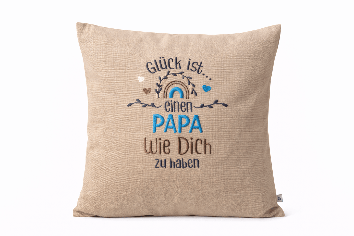 Kissenbezug Zierkissen 40x40 bestickt Baumwolle - Deko für Wohnzimmer Geschenk für Papa Vater