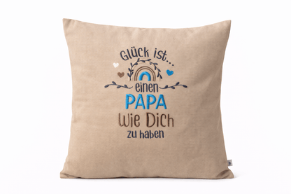 Kissenbezug Zierkissen 40x40 bestickt Baumwolle - Deko für Wohnzimmer Geschenk für Papa Vater