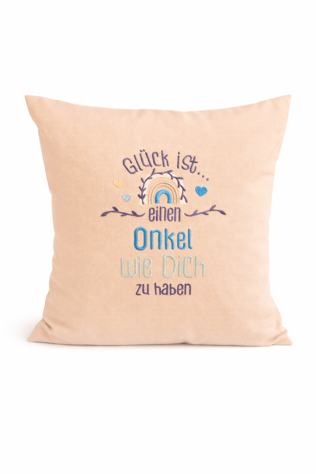 Kissenbezug - bestickt -Glück Onkel- Geschenk-Onkel - WOHNACCESSOIRES