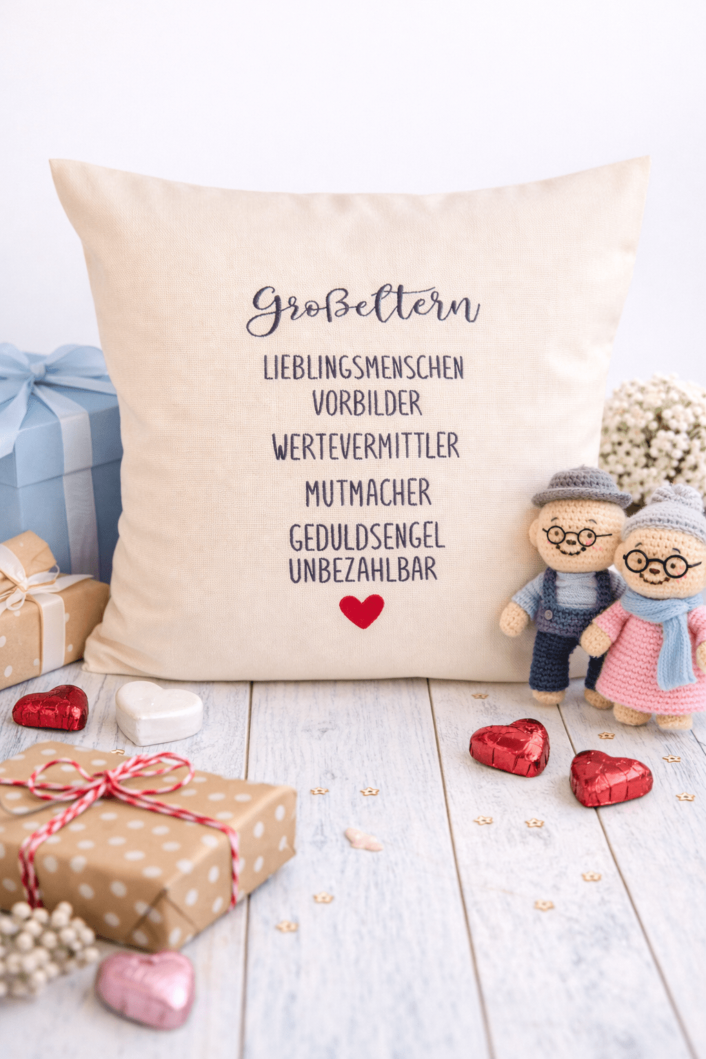 Kissenbezug - bestickt -Großeltern- Geschenk-Großeltern - WOHNACCESSOIRES