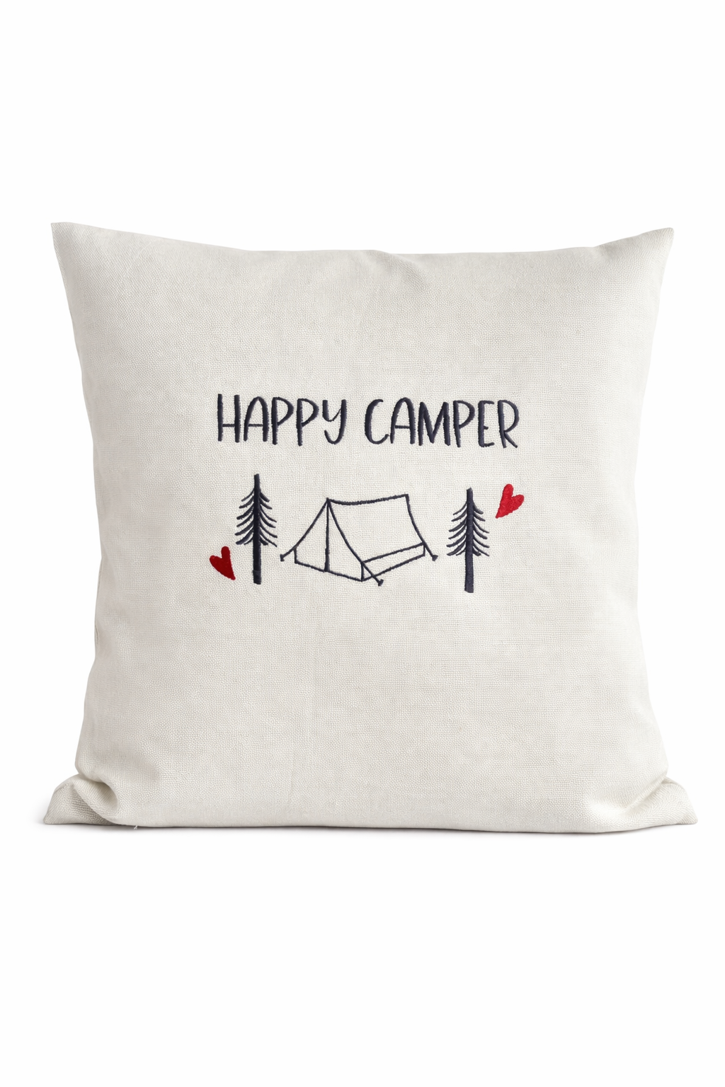 Kissenbezug - bestickt - Happy Camper Zelt-Geschenk-WOHNACCESSOIRES