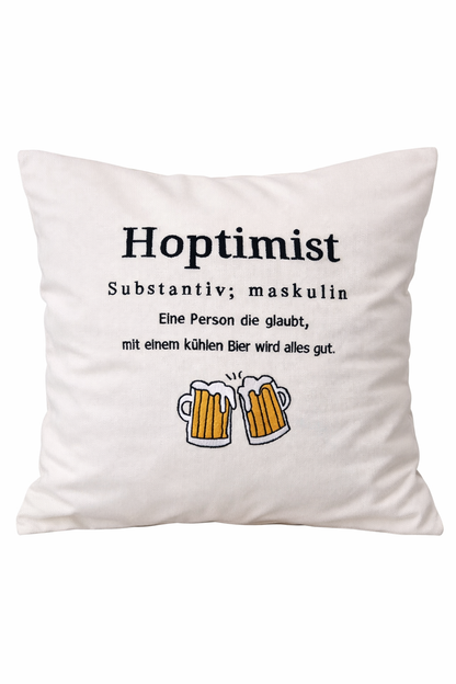 Kissenbezug - Hoptimist - Geschenk-Bierliebhaber- WOHNACCESSOIRES