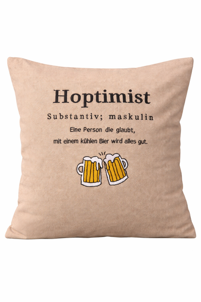 Kissenbezug - Hoptimist - Geschenk-Bierliebhaber- WOHNACCESSOIRES