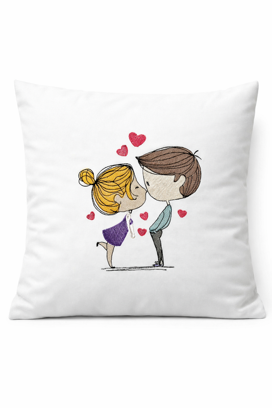 Kissenbezug Zierkissen 40x40 bestickt Baumwolle - Deko für Wohnzimmer Geschenk Liebe Jahrestag