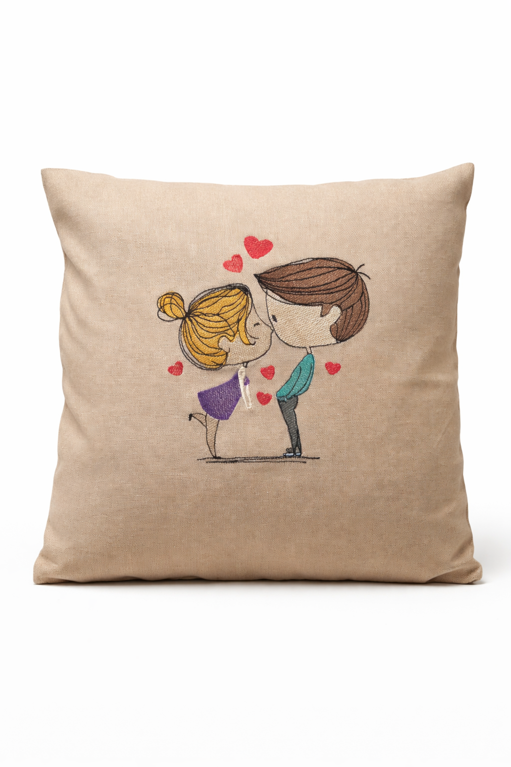 Kissenbezug Zierkissen 40x40 bestickt Baumwolle - Deko für Wohnzimmer Geschenk Liebe Jahrestag