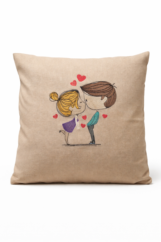 Kissenbezug Zierkissen 40x40 bestickt Baumwolle - Deko für Wohnzimmer Geschenk Liebe Jahrestag