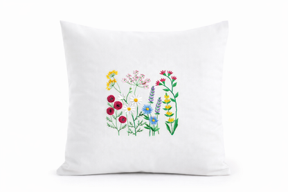 Kissenbezug - bestickt - Wildblumen - WOHNACCESSOIRES