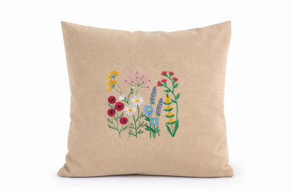 Kissenbezug - bestickt - Wildblumen - WOHNACCESSOIRES