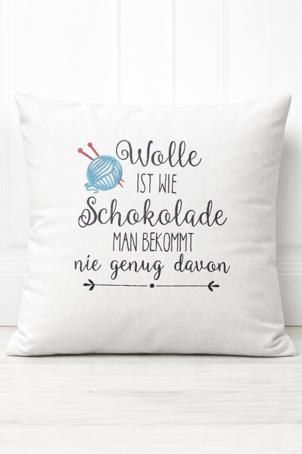 Kissenbezug Zierkissen 40x40 bestickt Baumwolle - Deko für Wohnzimmer Geschenk für Häklfans & Strickerinnen