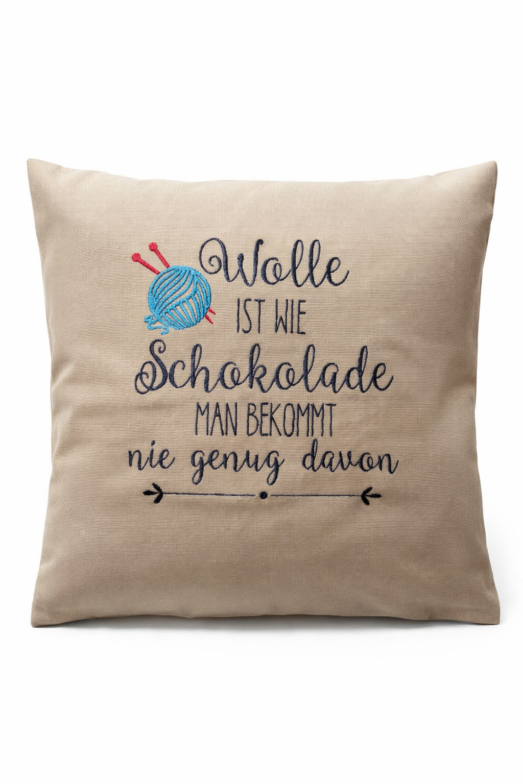 Kissenbezug Zierkissen 40x40 bestickt Baumwolle - Deko für Wohnzimmer Geschenk für Häklfans & Strickerinnen