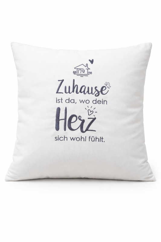Kissenbezug Zierkissen 40x40 bestickt Baumwolle - Deko für Wohnzimmer Geschenk für Zuhause & Heimat