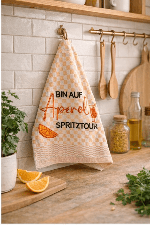 Geschirrtuch Küchenhandtuch bestickt 50x70 Baumwolle Küchendeko Geschenk für Aperolfans