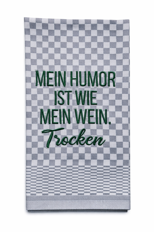 Geschirrtuch Küchenhandtuch bestickt 50x70 Baumwolle Küchendeko Geschenk für Weinliebhaber mit Humor