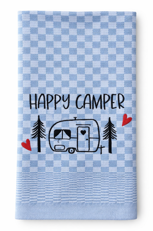 Geschirrtuch Küchenhandtuch bestickt 50x70 Baumwolle Küchendeko Geschenk für Camper mit Wohnwagen