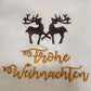 Stoffservietten, 40x40cm, Damast, Baumwolle, weiß, Weihnachten, bestickt,festlich, Tischdekoration,Set,Tischwäsche,Heimtextilien,Elch,Hirsch