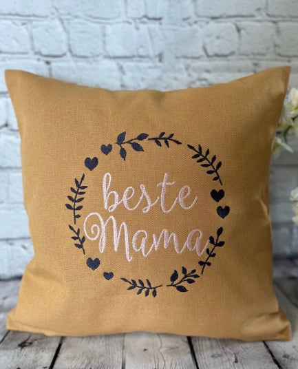 Kissenbezug bestickt, beste Mama, Geschenk, Geschenkidee, Wohndeko, Outdoor