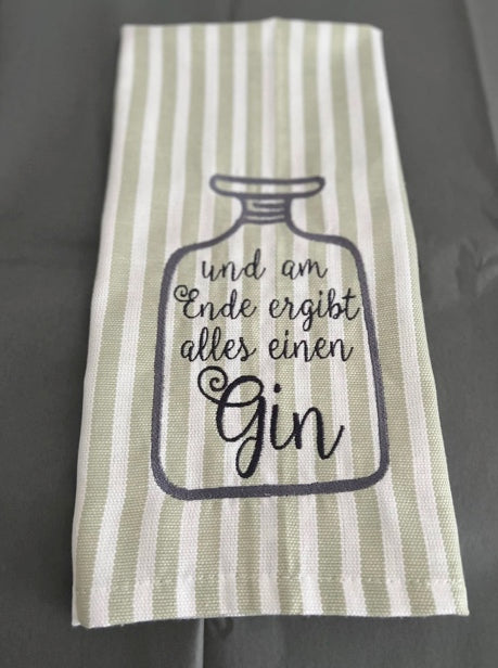 Geschirrtuch bestickt, Küchentuch, Spültuch, Gin, Spruch, Geschenkidee