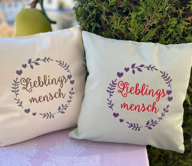 Kissenbezug bestickt, Lieblingsmensch, Geschenk, Geschenkidee, Freundin, Wohndeko, Outdoor