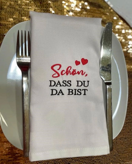 Stoffservietten, 40x40cm,Baumwolle, Geburtstag, Hochzeit, Kommunion, Party, bestickt, festlich, Tischdekoration, Set